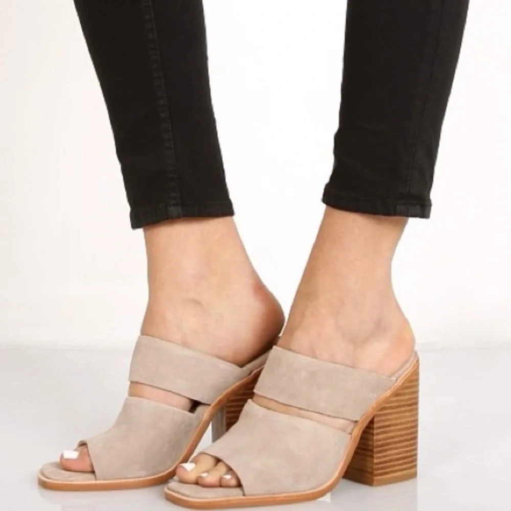 New Sol Sana Dice Mule Sandals Taupe 8.5 New